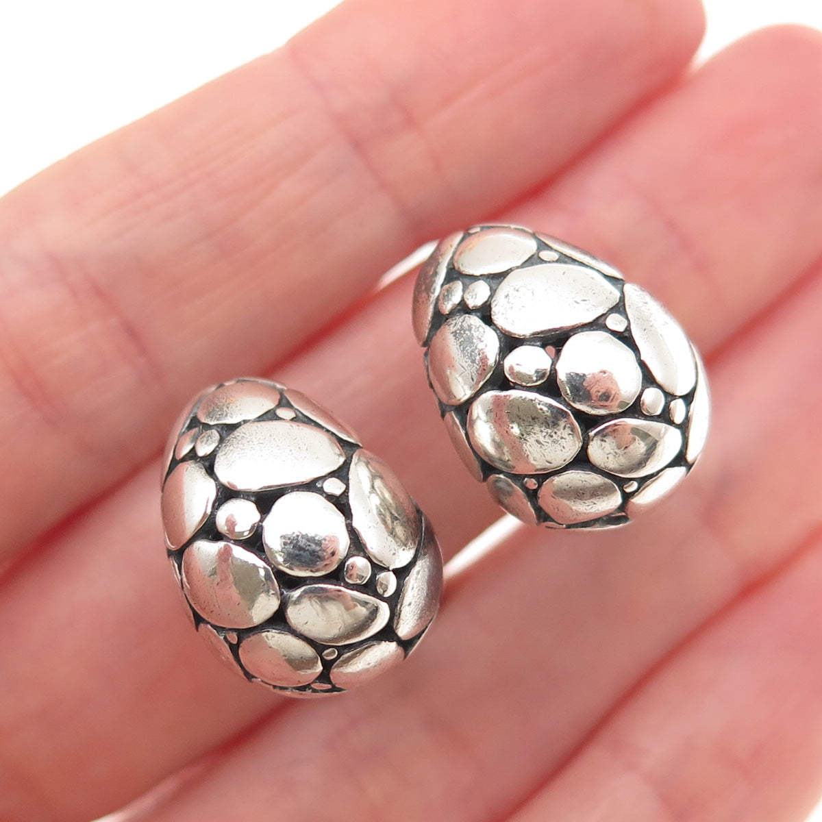 JOHN HARDY 925 Sterling Silver Kali Buddha Belly Omega Back Earrings