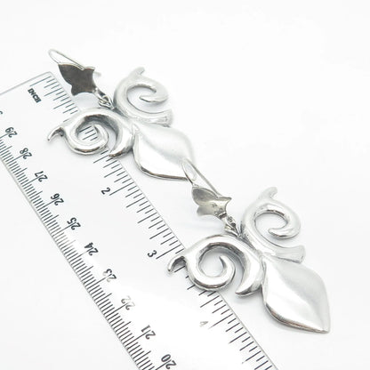 900 Silver Vintage Ornate Hook Dangling Earrings