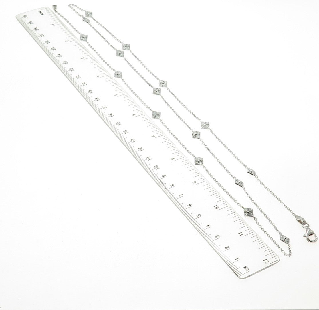 925 Sterling Silver Rhombus By The Yard Long Chain Necklace 36"