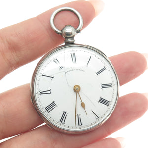 MARREY GENEVE Antique Sterling Silver Engraved Mechanical Pocket Watch #3580
