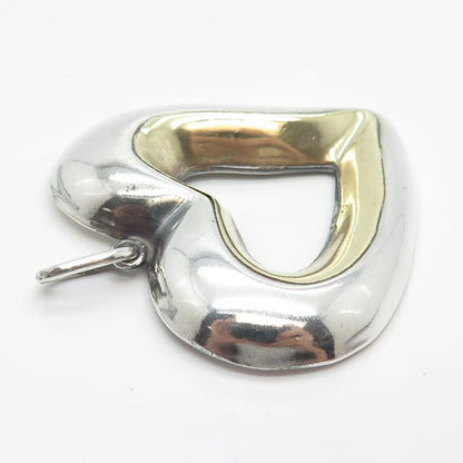 925 Sterling Silver 2-Tone Vintage Mexico Open Heart Pin Brooch