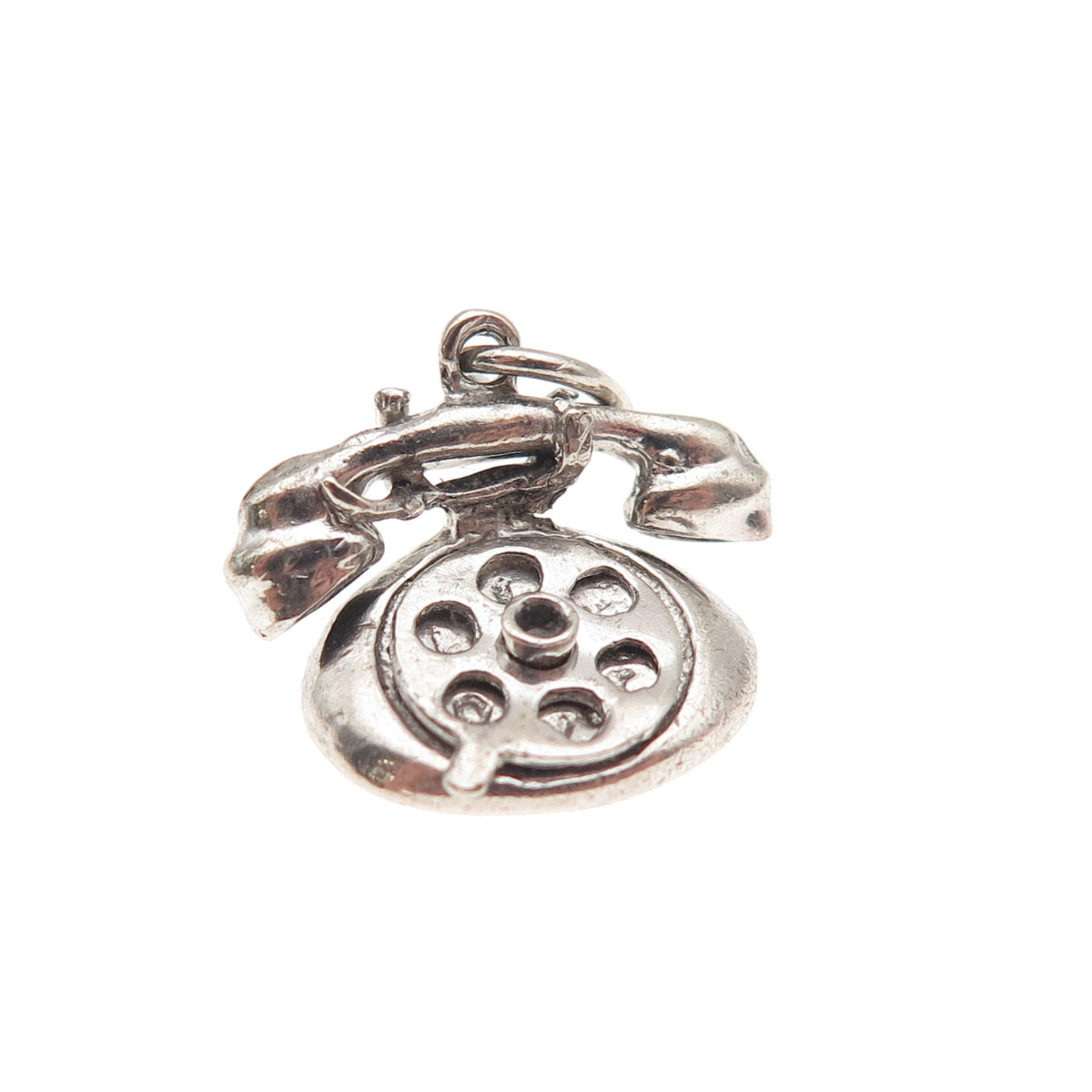 925 Sterling Silver Vintage I Love You Rotary Phone 3D Mini Charm Pendant