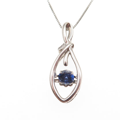 925 Sterling Silver Lab-Created Sapphire Infinity Box Chain Necklace 18"