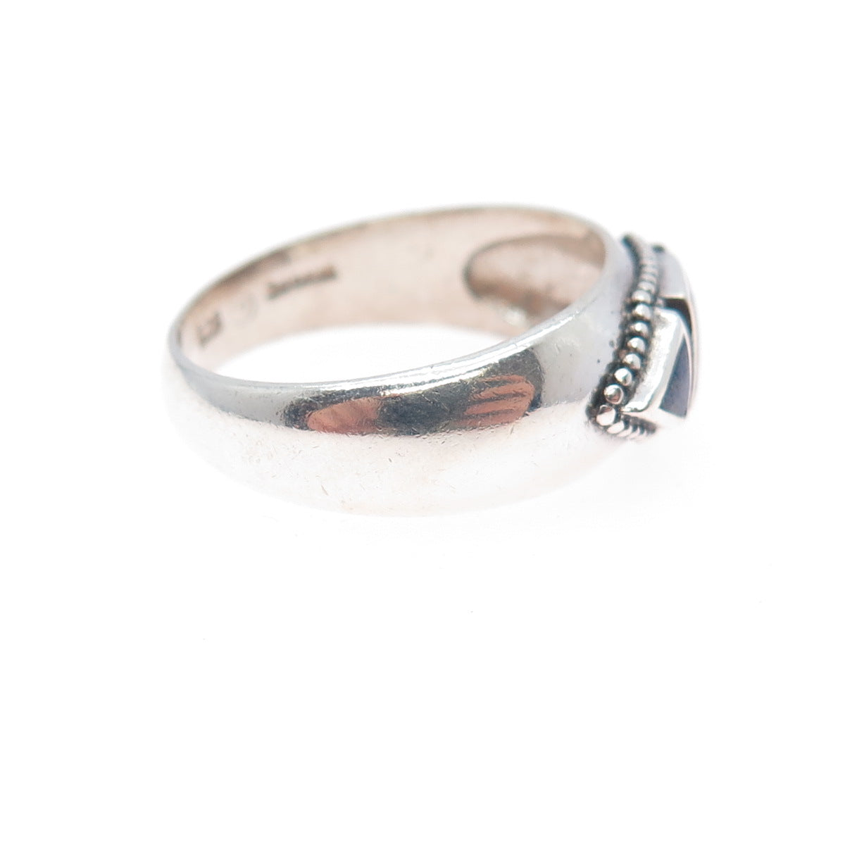 PHYLLIS WOODS 925 Sterling Silver Vintage Real Lapis Modernist Ring Size 8.25