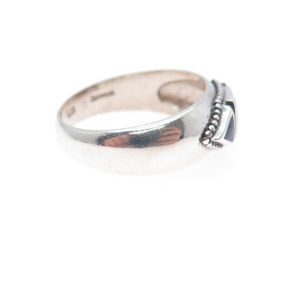 PHYLLIS WOODS 925 Sterling Silver Vintage Real Lapis Modernist Ring Size 8.25