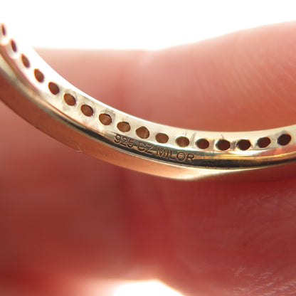 MILOR Sterling Gold Plated Italy Round-Cut C Z Cross Dangle Charm Ring Size 6.25