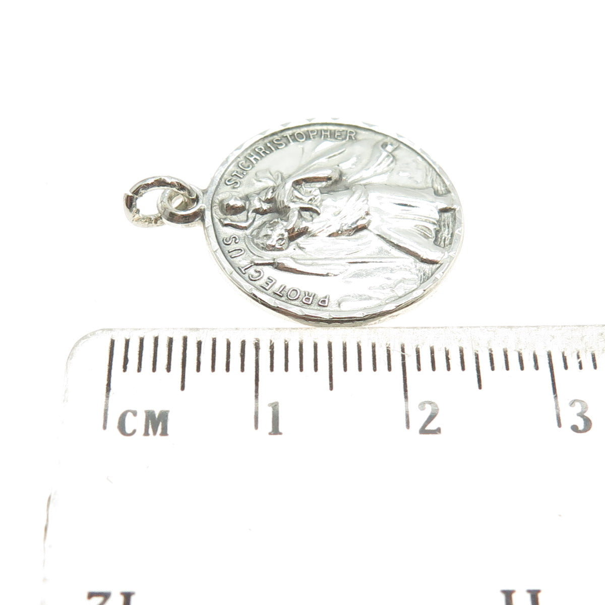 WELLS Sterling Silver Antique Art Deco St. Christopher Religious Charm Pendant