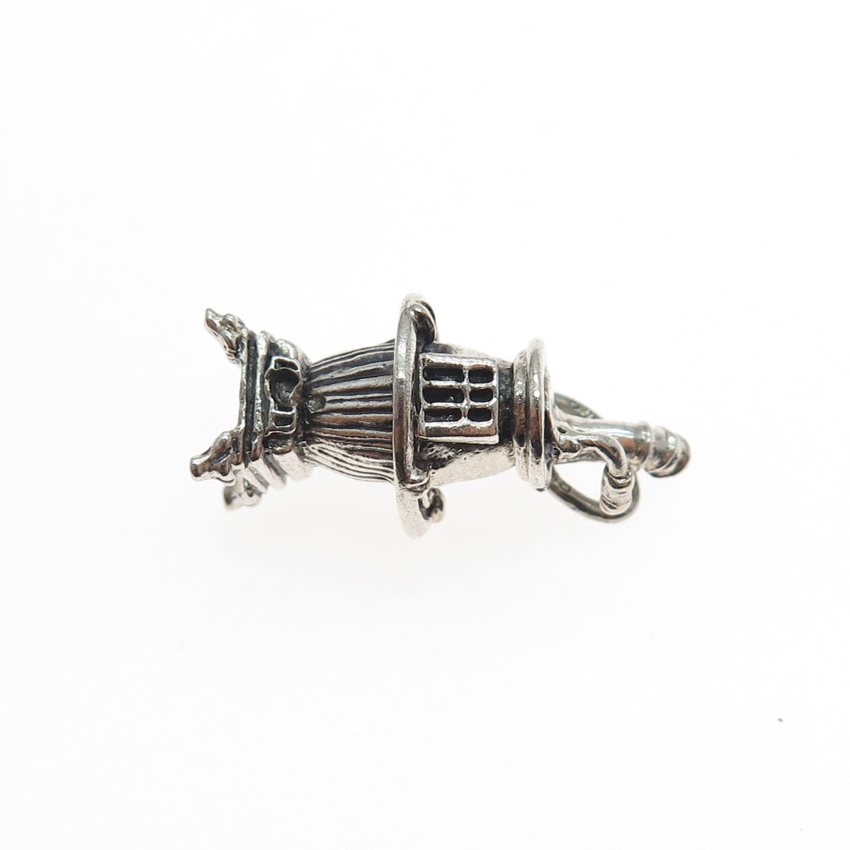 BEAU 925 Sterling Silver Vintage Potbelly Stove Oxidized Mini 3D Charm Pendant