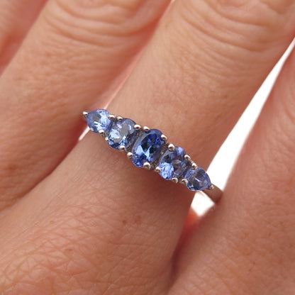 Chuck Clemency 925 Sterling Silver Real Oval & Pear-Cut Tanzanite Ring Size 8