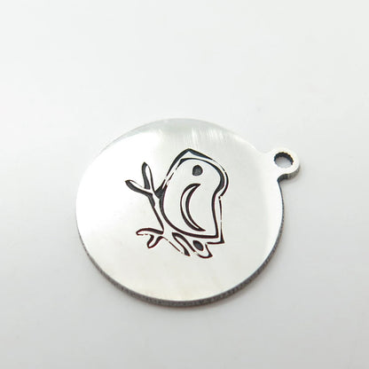 925 Sterling Silver USA Two In Town Little Bird Charm Pendant