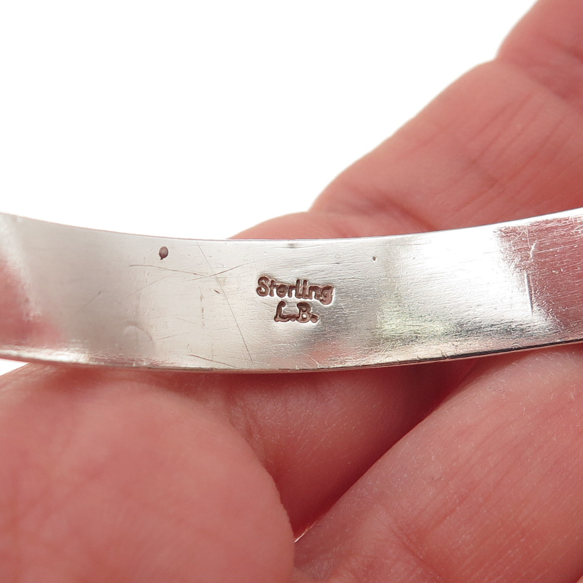 Lenora Begay Navajo Old Pawn 925 Sterling Vintage Multi-Gem Bangle Bracelet 8"