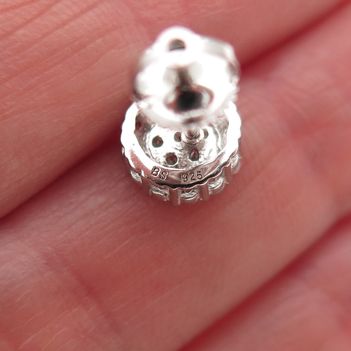 925 Sterling Silver Round-Cut C Z Stud Earrings