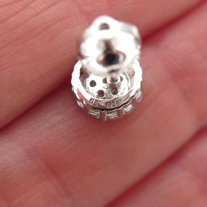 925 Sterling Silver Round-Cut C Z Stud Earrings