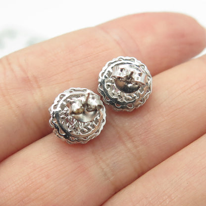 HAN 925 Sterling Silver Round-Cut White C Z Stud Earrings