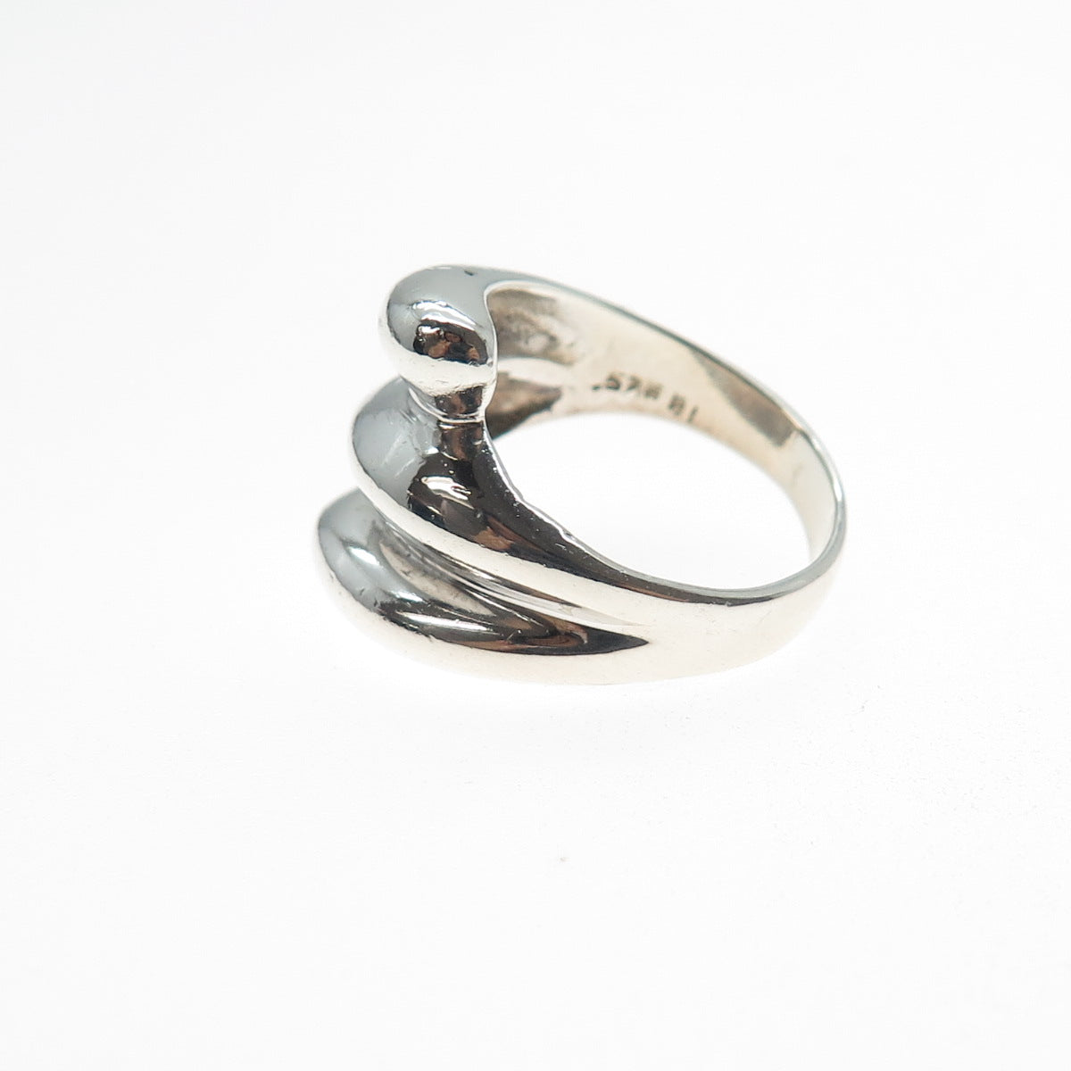 925 Sterling Silver Vintage Modernist Bypass Ring Size 6.5