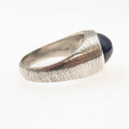 925 Sterling Silver Vintage Lab-Created Star Sapphire Oxidized Ring Size 9.5
