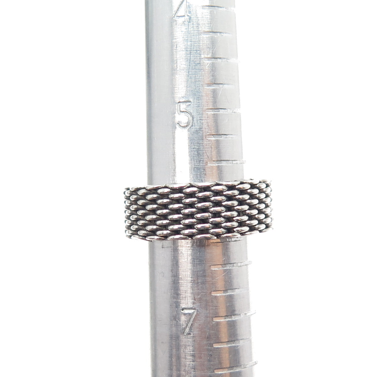925 Sterling Silver Vintage Mesh Oxidized Band Ring Size 6.25