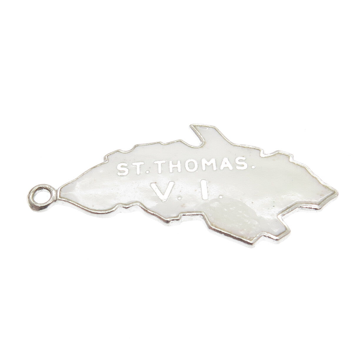 925 Sterling Silver Vintage Mexico Enamel Saint Thomas, Virgin Islands Pendant
