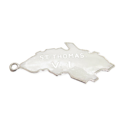 925 Sterling Silver Vintage Mexico Enamel Saint Thomas, Virgin Islands Pendant