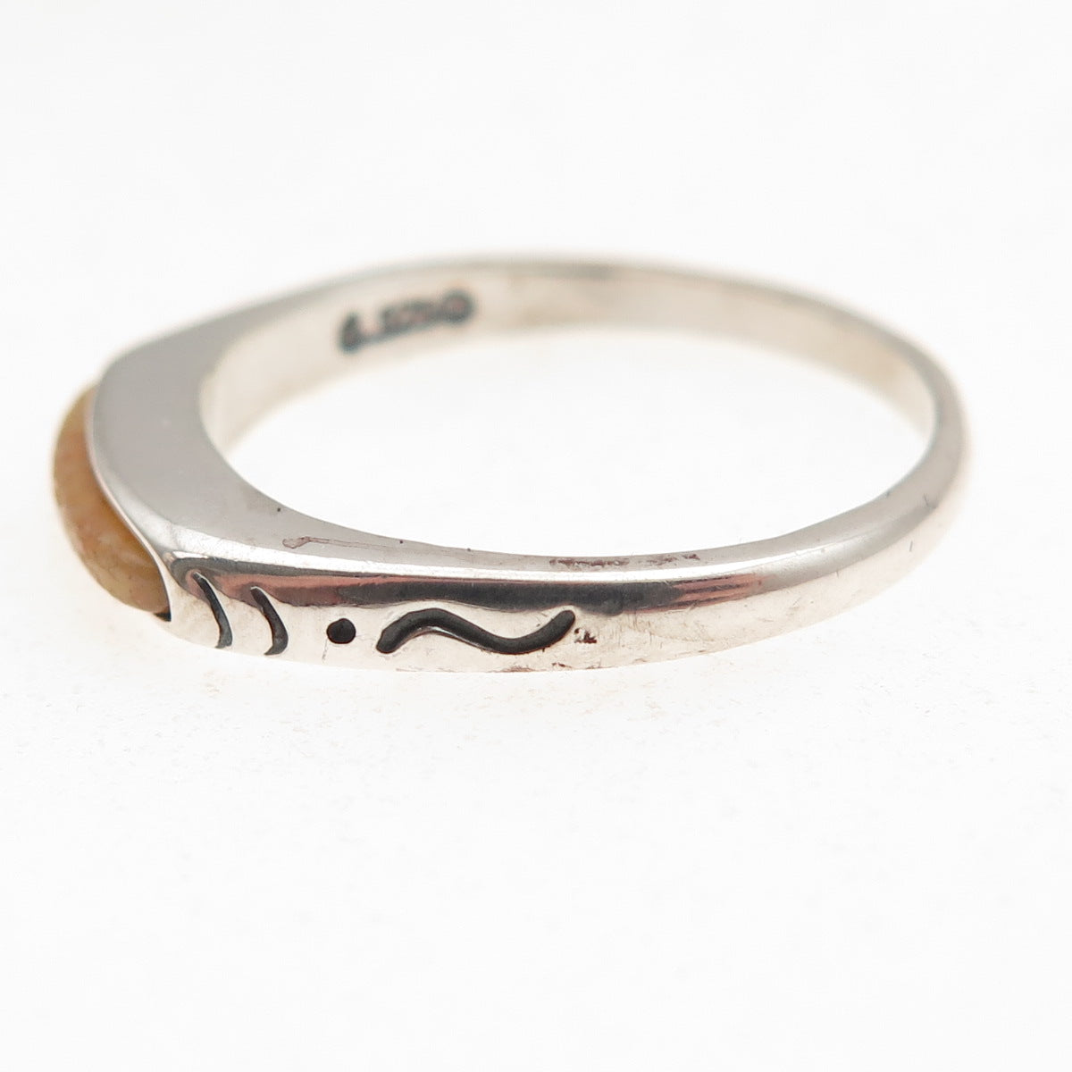 Carolyn Pollack 925 Sterling Silver Vintage Real MOP Inlay Stackable Ring Size 8