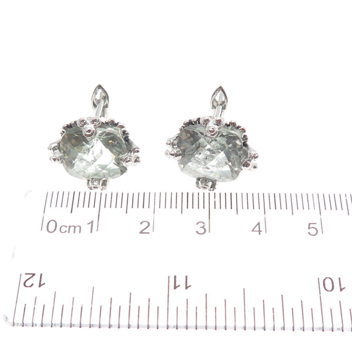 FADI 925 Sterling Silver Real Light Blue Topaz Granulated Earrings