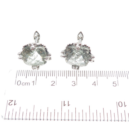 FADI 925 Sterling Silver Real Light Blue Topaz Granulated Earrings