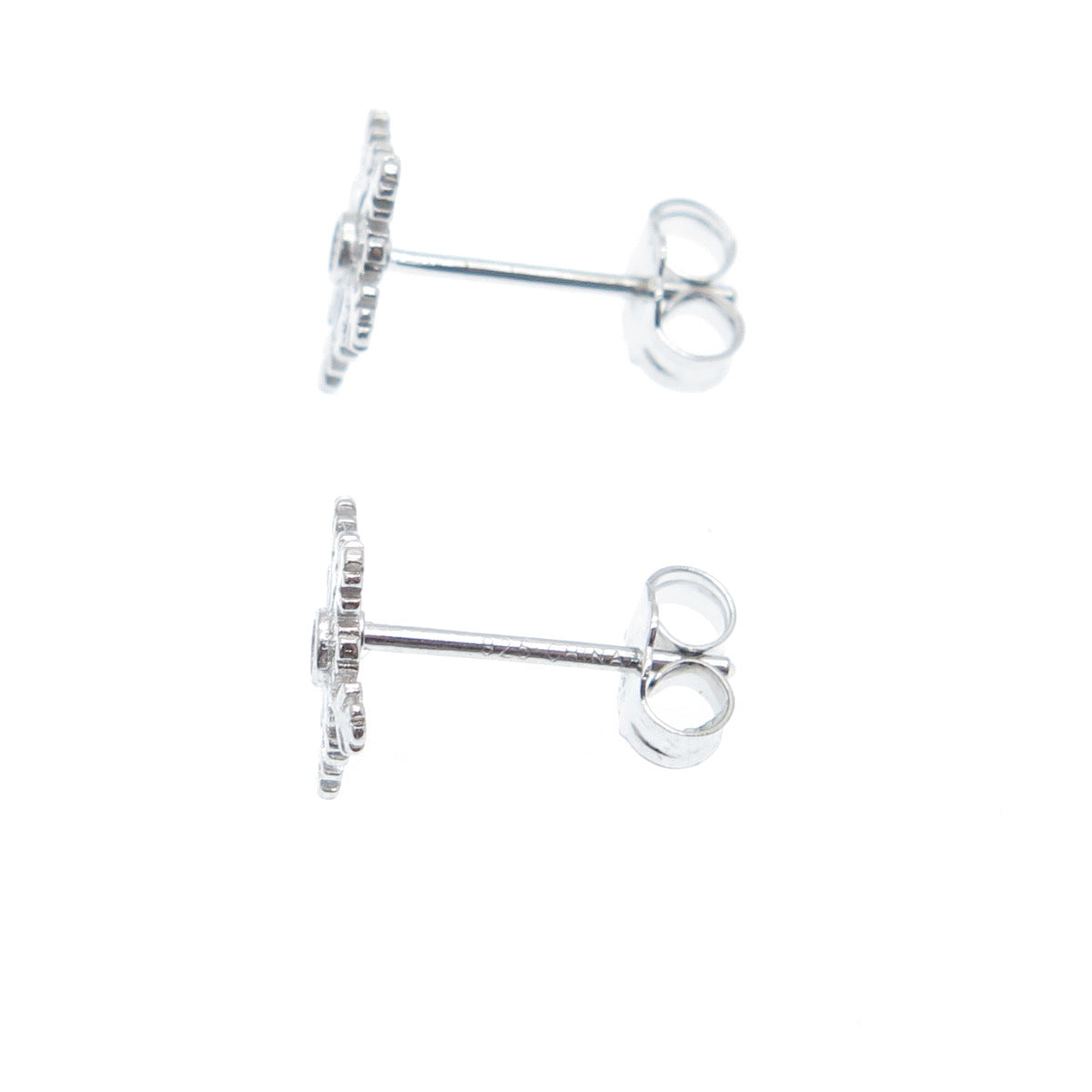925 Sterling Silver Round-Cut C Z Snowflake Stud Earrings
