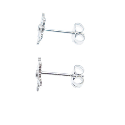 925 Sterling Silver Round-Cut C Z Snowflake Stud Earrings
