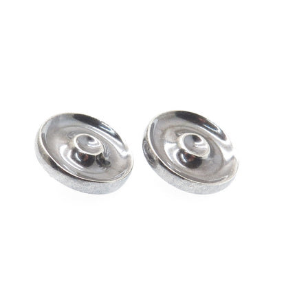 CHARLES M. ROBBINS Sterling Silver Vintage Modernist Oxidized Clip On Earrings