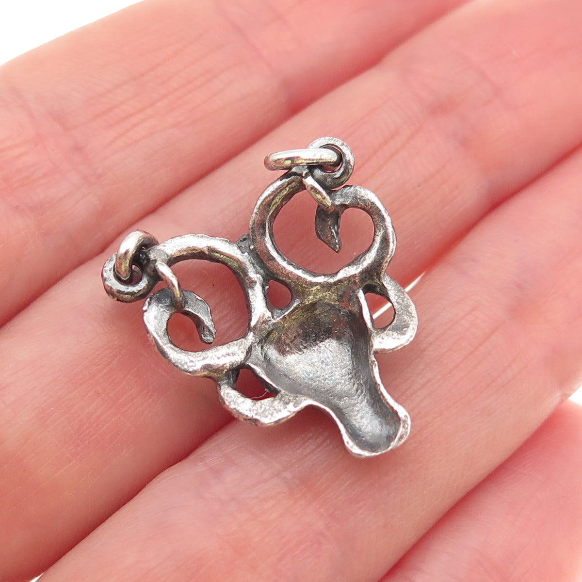 925 Sterling Silver Vintage Ram Oxidized Centerpiece Pendant