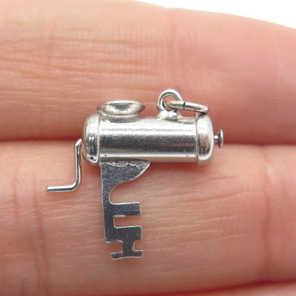 CARL ART Sterling Silver Antique Art Deco Meat Grinder Minimalist Charm Pendant