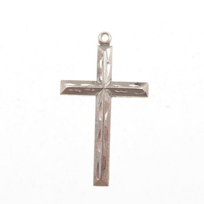 Theda 925 Sterling Silver Antique Art Deco Cross Oxidized Charm Pendant