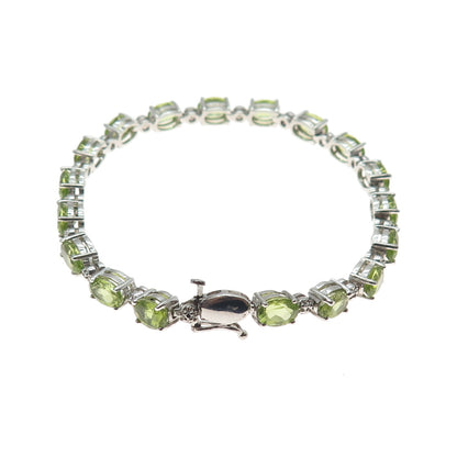 HENG NGAI 925 Sterling Silver Real Diamond Accent & Peridot Bracelet 7.25"