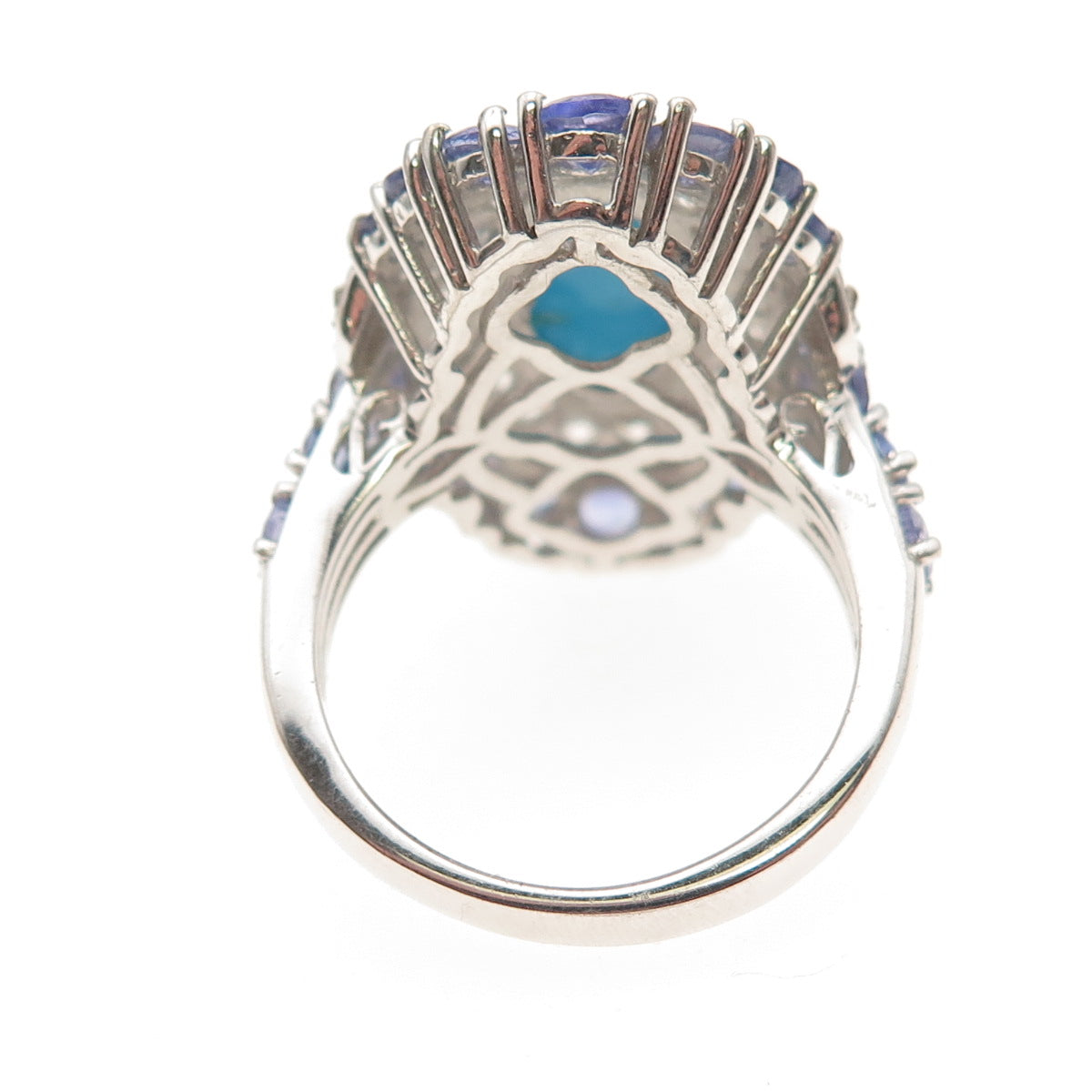 Chuck Clemency 925 Sterling Silver Real Turquoise Tanzanite Topaz Ring Size 8.25
