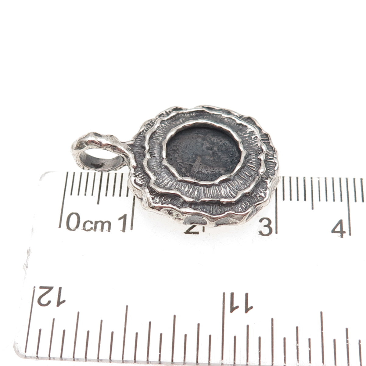 925 Sterling Silver Vintage Israel Ancient Coin Oxidized Charm Pendant