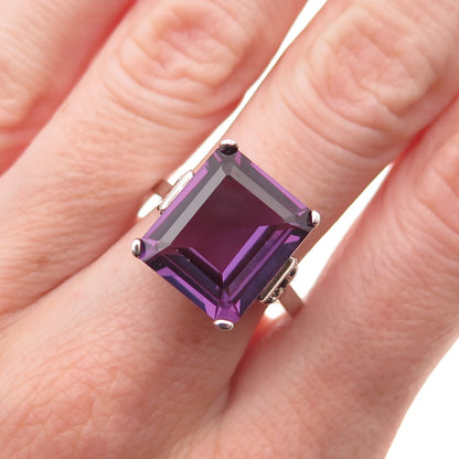 Chateau D’Argent Sterling Vintage Lab-Created Peacock Sapphire Ring Size 8.75