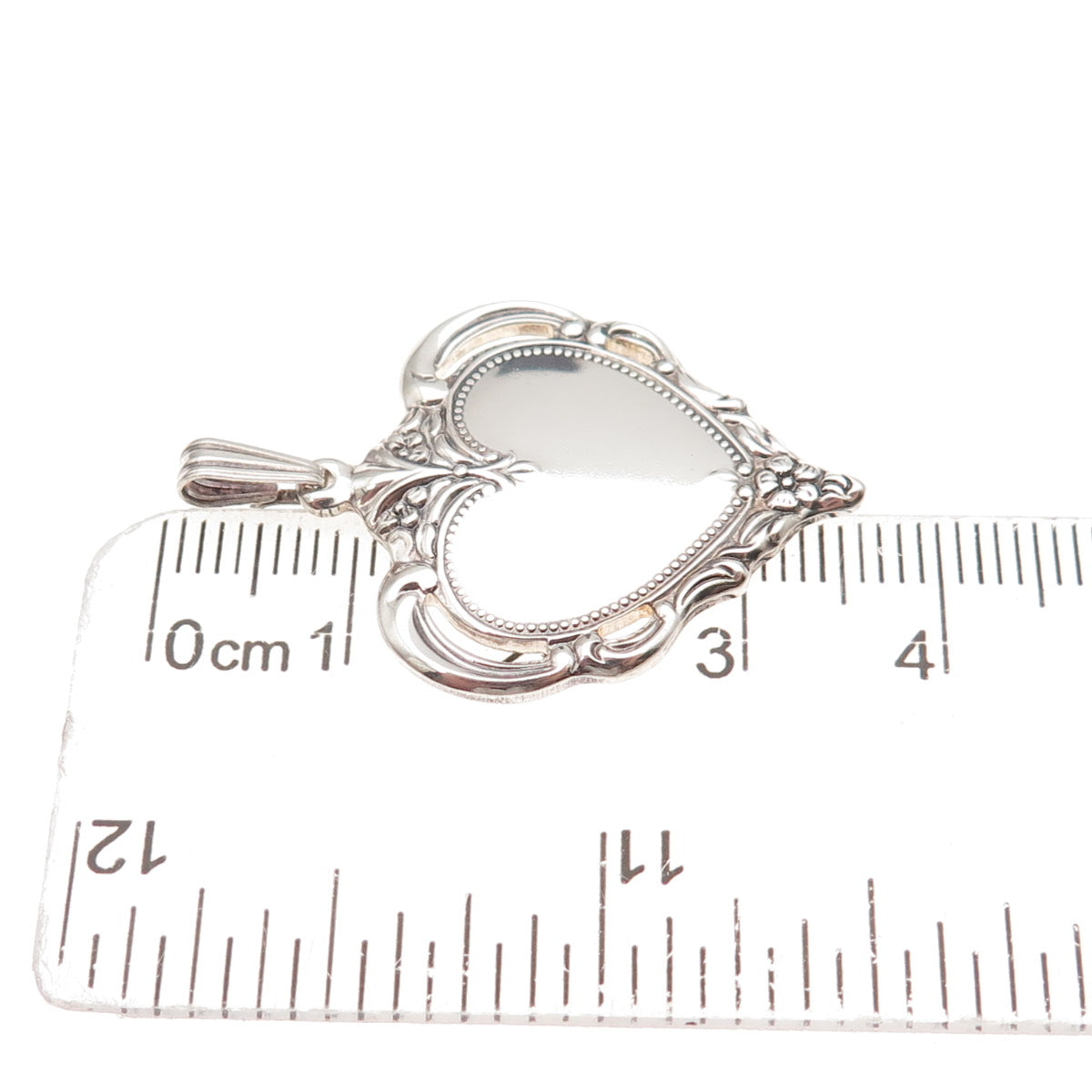 Towle 925 Sterling Silver Vintage 1976 Floral Heart Charm Pendant