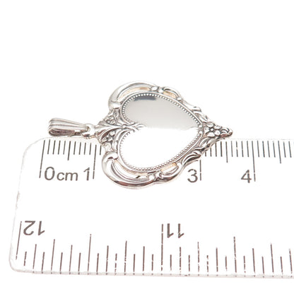 Towle 925 Sterling Silver Vintage 1976 Floral Heart Charm Pendant