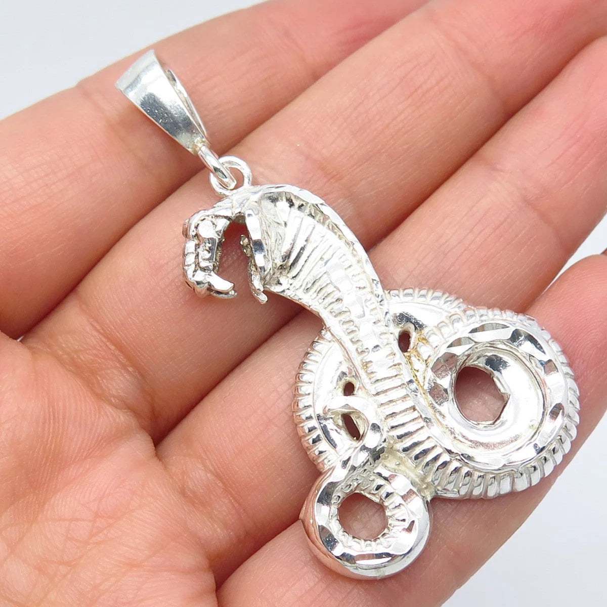 925 Sterling Silver Vintage Snake Pendant