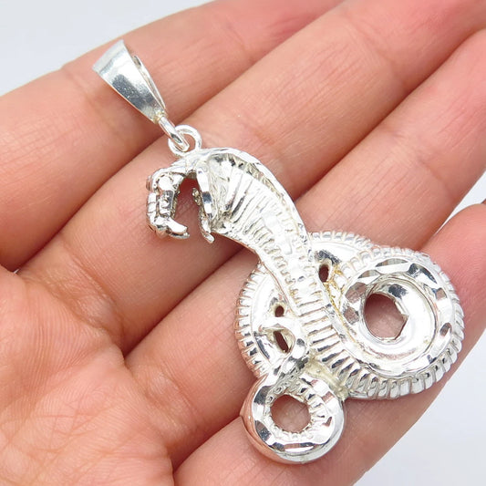 925 Sterling Silver Vintage Snake Pendant