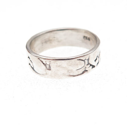 925 Sterling Silver Vintage Southwestern Kokopelli Oxidized Band Ring Size 5.75