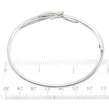 SUN Sterling Silver Real Round Tapered Baguette-Cut Diamond Bangle Bracelet 7.5"