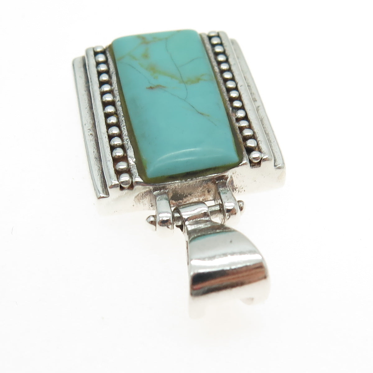 CHAPAL ZENRAY 925 Sterling Silver Vintage Real Turquoise Granulated Pendant