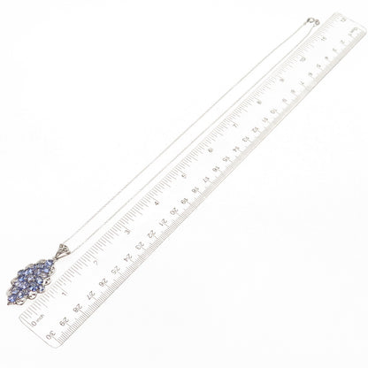Chuck Clemency 925 Sterling Silver Real Tanzanite Cable Chain Necklace 20"