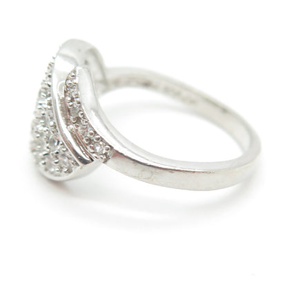 925 Sterling Silver Round-Cut C Z Modernist Bypass Ring Size 8