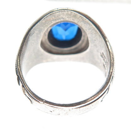 REED & CO. 925 Sterling Vintage 1977 Glass Anning S. Prall School Ring Size 7.5