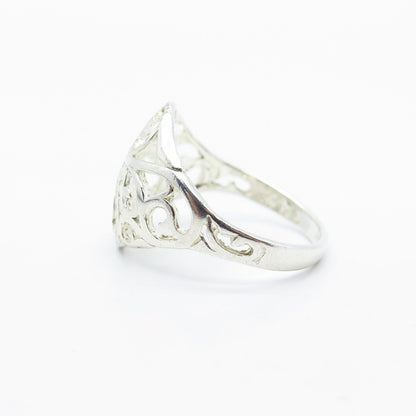 925 Sterling Silver Vintage Swirl Ring Size 8