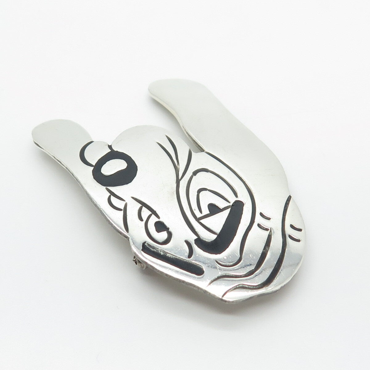 925 Sterling Silver Vintage Mexico Enamel Dog Pin Brooch