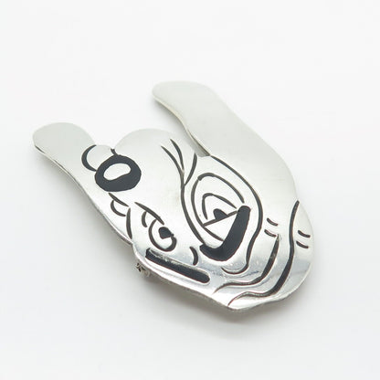 925 Sterling Silver Vintage Mexico Enamel Dog Pin Brooch