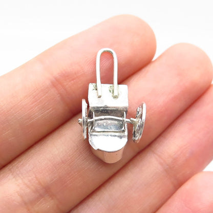 925 Sterling Silver Vintage Mexico Cart Movable Pendant